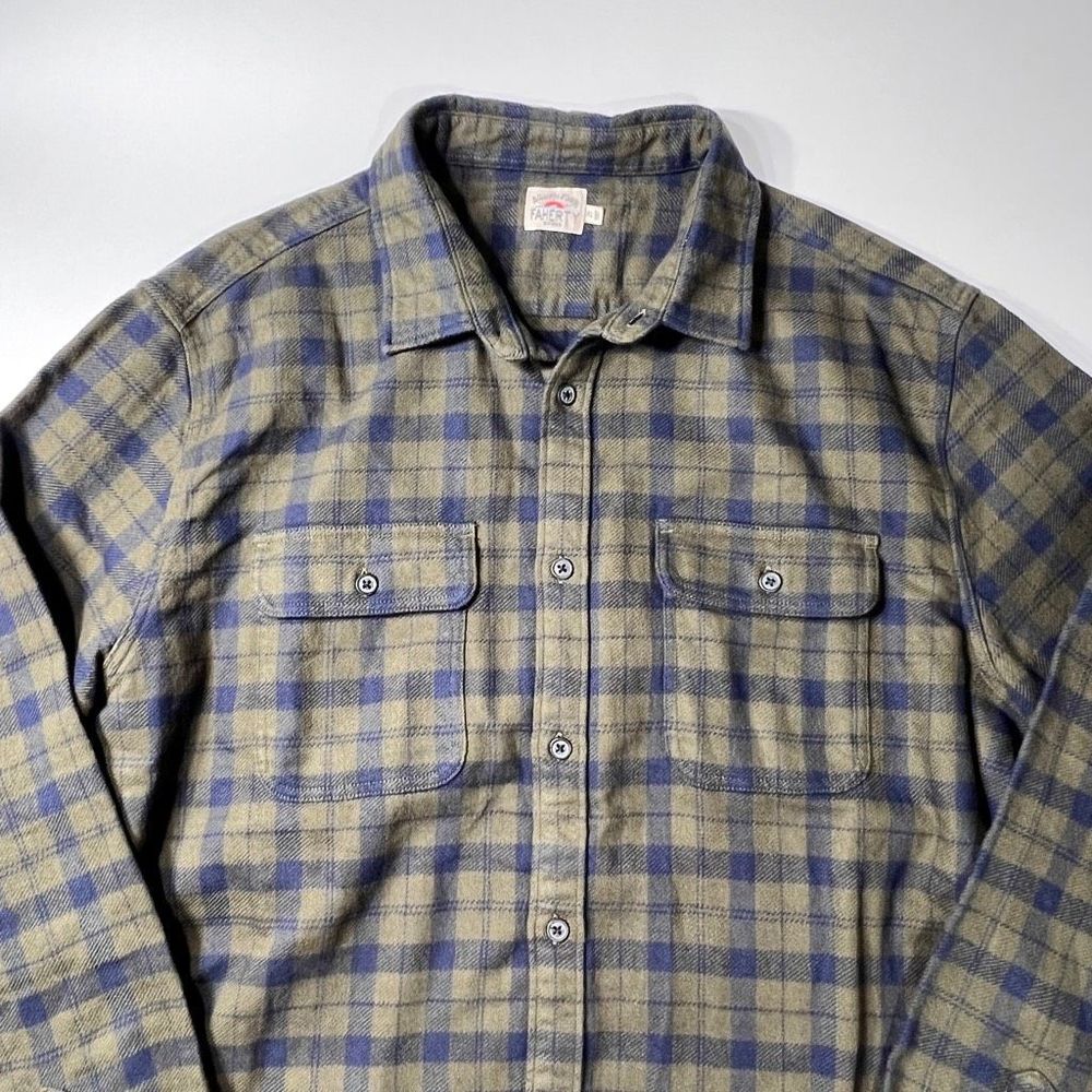 NWOT Faherty Legend Sweater Shirt Long Sleeve Flannel Green Blue Plaid Mens XL - Picture 5 of 10